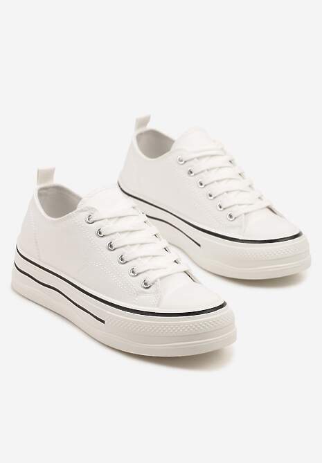 Białe Casualowe Trampki na Niskiej Platformie Natirinne