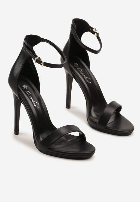 Czarne Klasyczne Sandały na Szpilce Natifine