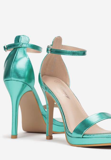 Zielone Eleganckie Sandały na Szpilce z Okrągłym Noskiem Yemaria