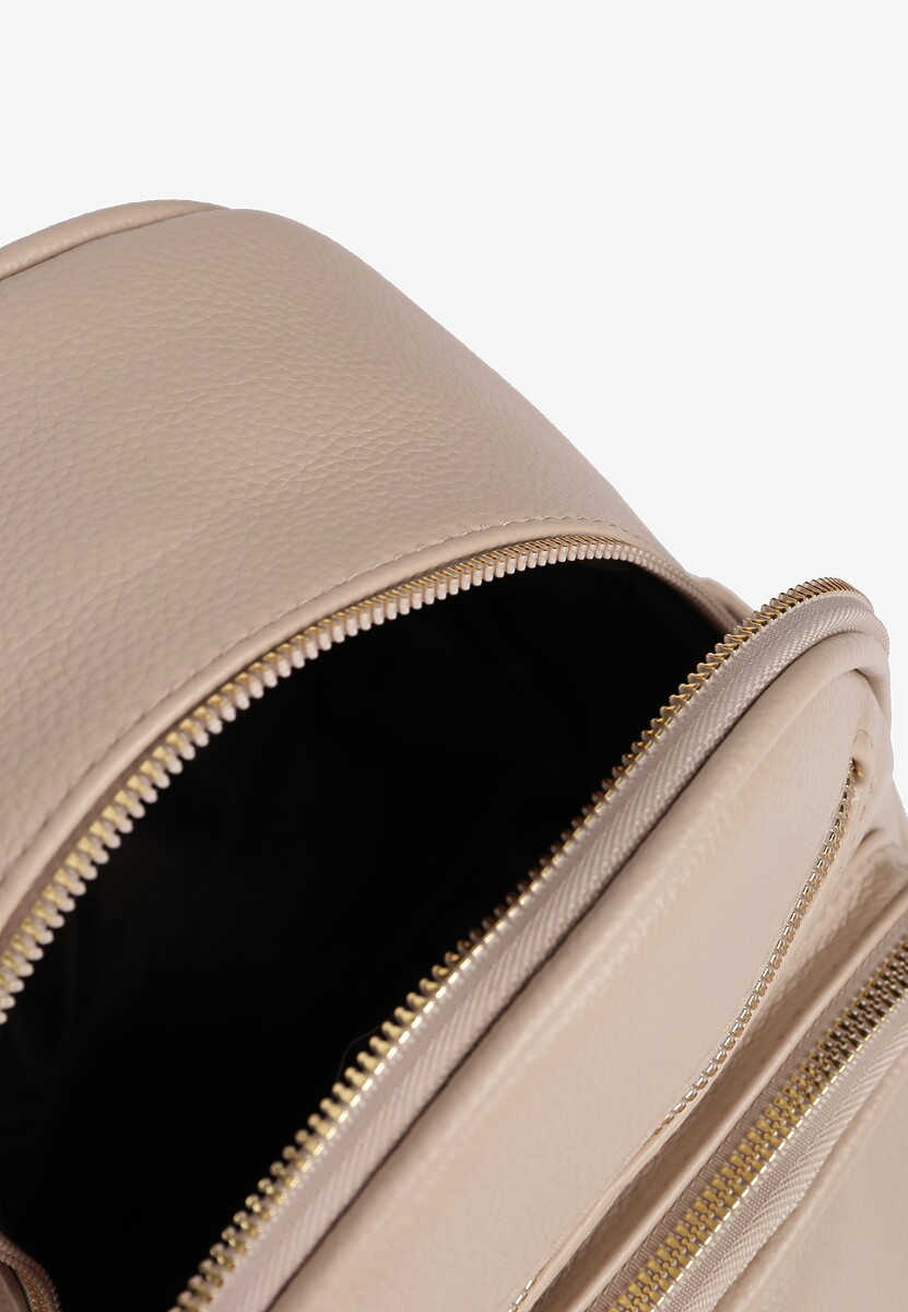 Ciemnobeżowy Plecak Ozdobiony Suwakami z Odpinanymi Paskami z Regulacją Nelmira