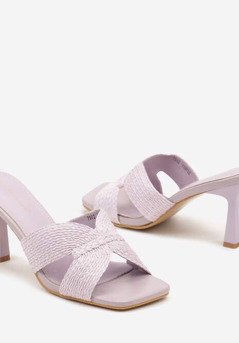 Fioletowe Klapki na Szpilce Wykończone Plecionymi Paskami Felvitela