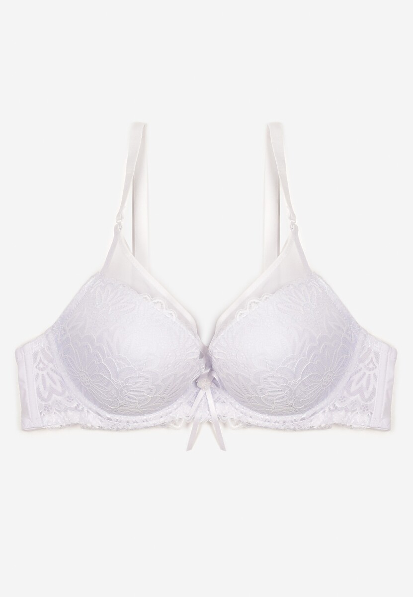 Biały Biustonosz z Kokardą i Koronką Sonavia