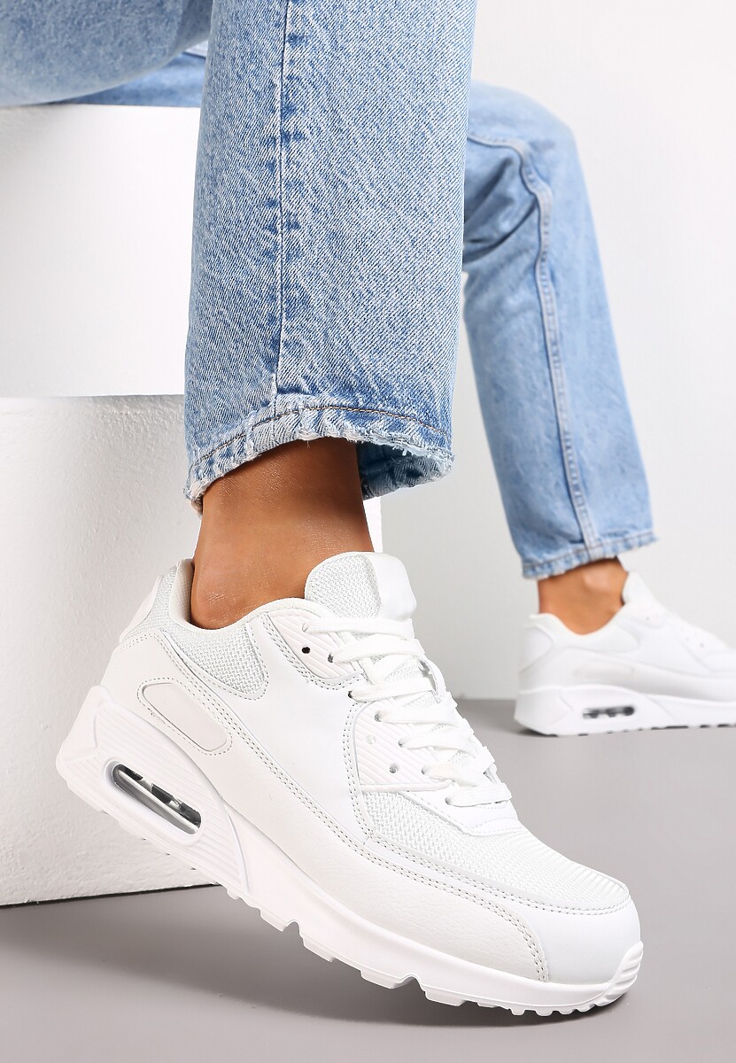 Biało-Niebieskie Sznurowane Sneakersy na Grubej Podeszwie Sayre