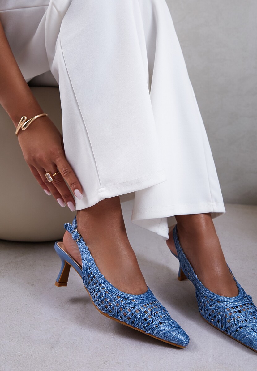 Beżowe Sandały na Szpilce Vices Slingback z Ażurową Cholewką Nilanira