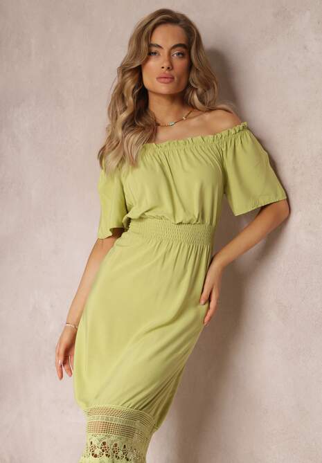 Zielona Sukienka Maxi Hiszpanka z Wiskozy Millore