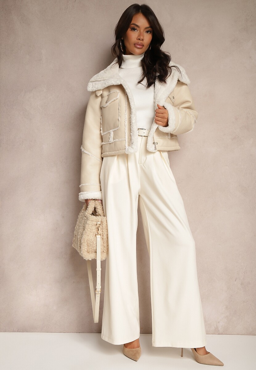 Czarne Spodnie Palazzo High Waist z Szerokimi Nogawkami i Paskiem z Metalową Klamrą Oinna