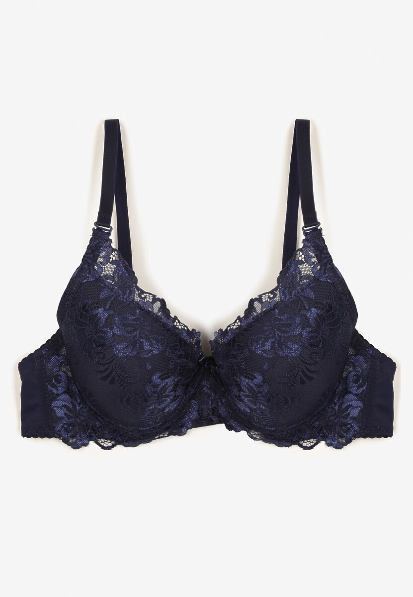 Granatowy Biustonosz Ozdobiony Koronką Vonavia