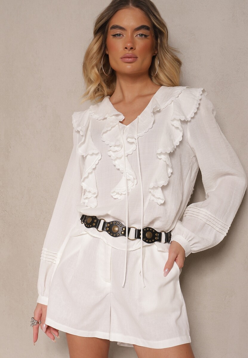 Białe Szorty z Bawełną High Waist w Klasycznym Stylu Sefore