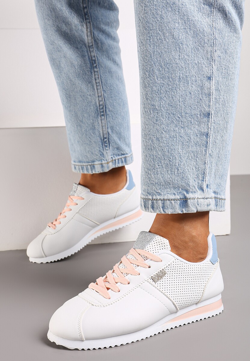Białe Sneakersy z Przeszyciami Phyrise