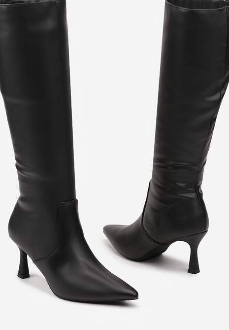 Czarne Kozaki Vices na Szpilce w Klasycznym Stylu Izalea