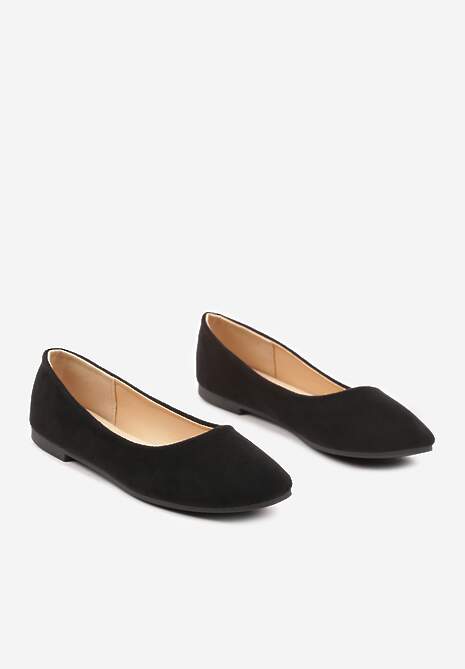Czarne Balerinki z Wkładką ze Skóry Naturalnej Amilora
