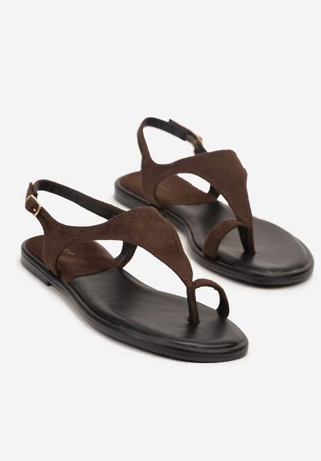 Brązowe Sandały Vices o Fasonie Japonek Meramira