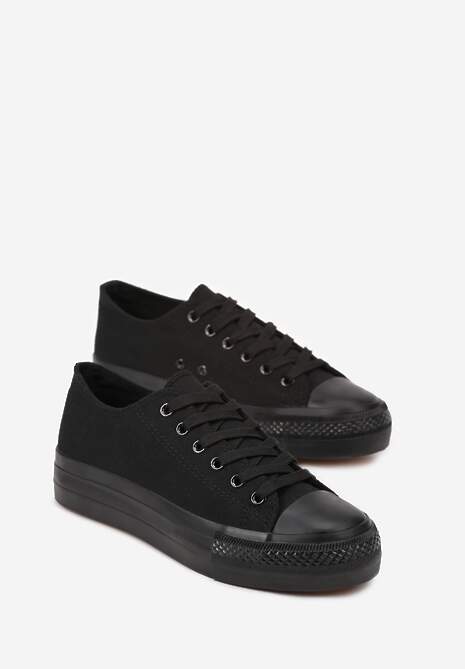 Czarne Trampki Vices na Platformie z Niską Cholewką Tiloria