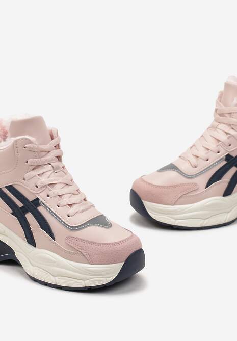 Różowe Sneakersy za Kostkę na Grubej Podeszwie Luntris