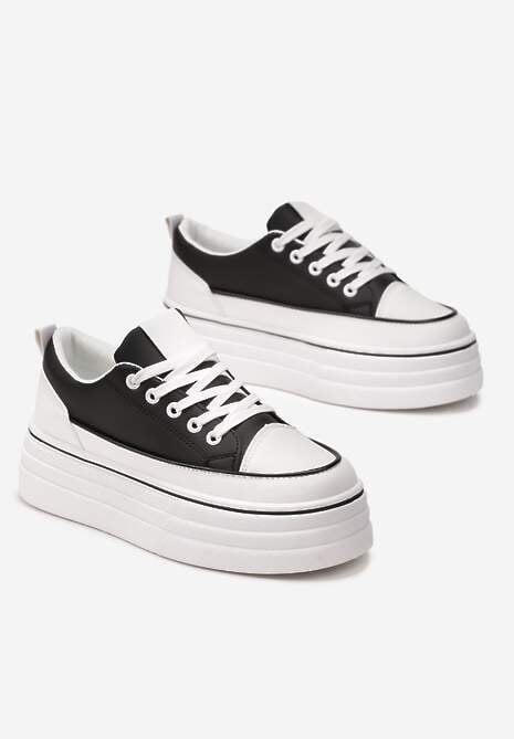 Czarne Trampki na Grubej Platformie Santtes