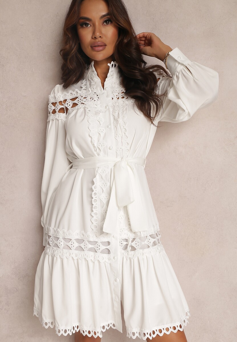Biała Sukienka Koszulowa Achusa