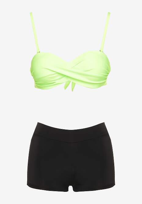 Zielone Bikini 3-częściowe Biustonosz z Wiązaniem Majtki Figi i Bokserki Vinalle