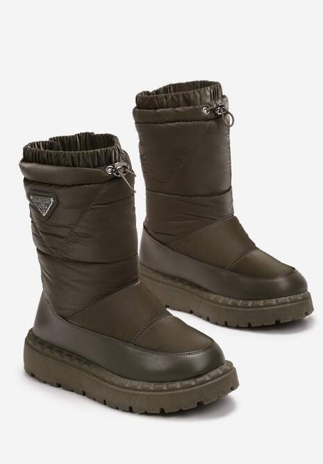 Zielone Pikowane Śniegowce ze Ściągaczem na Krawędzi Hasmenna