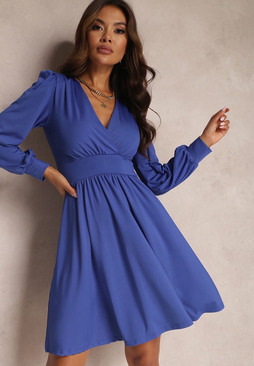 Brązowa Sukienka Kopertowa Taliowana Hosidius