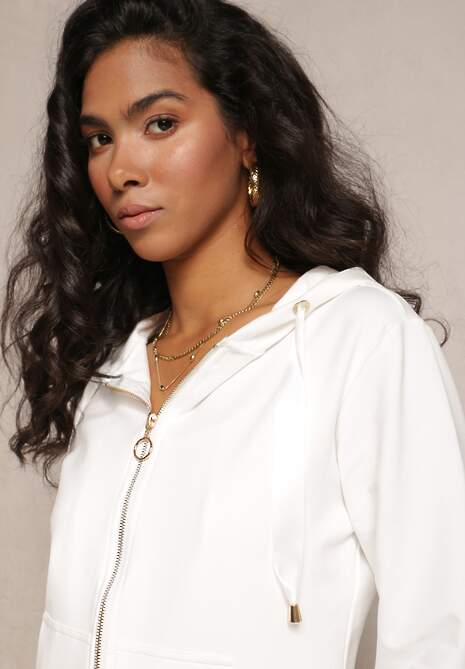 Biała Rozsuwana Bluza z Kapturem Lecua