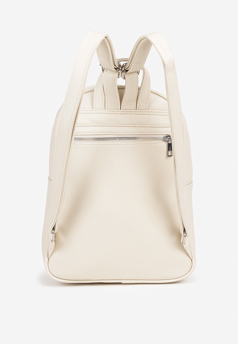 Kremowy Trapezowy Plecak z Suwakiem z Frędzlami Idassea