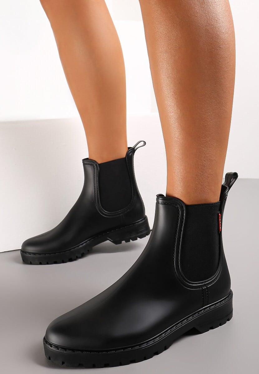 Czarne Płaskie Kalosze w Stylu Sztybletów Ovli