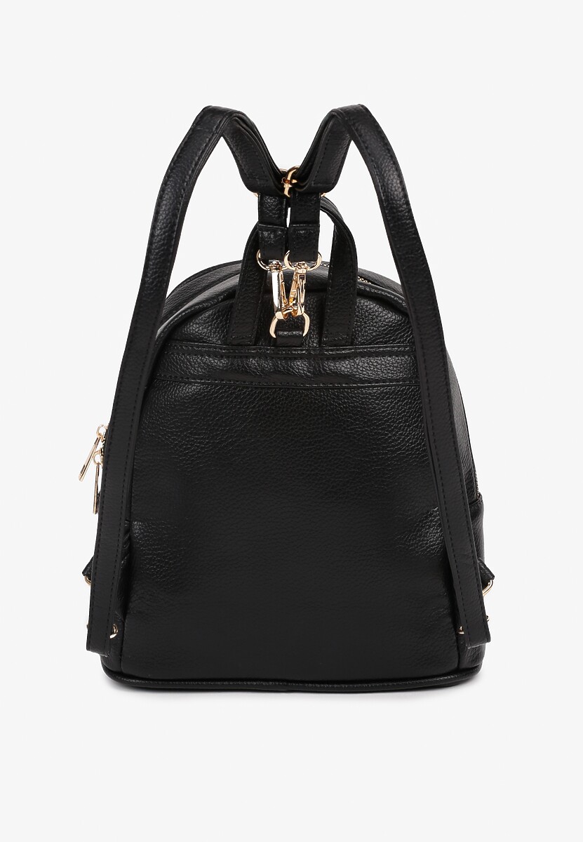 Czarny Casualowy Plecak z Metaliczną Aplikacją i Regulowanymi Szelkami Haliriss