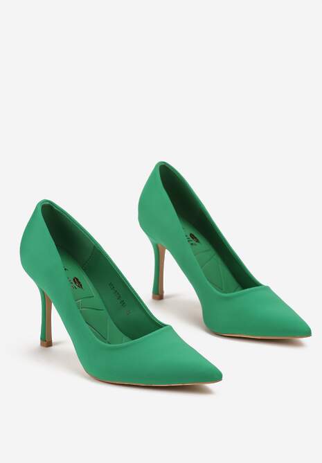 Zielone Gładkie Szpilki ze Szpiczastym Noskiem Gailbera