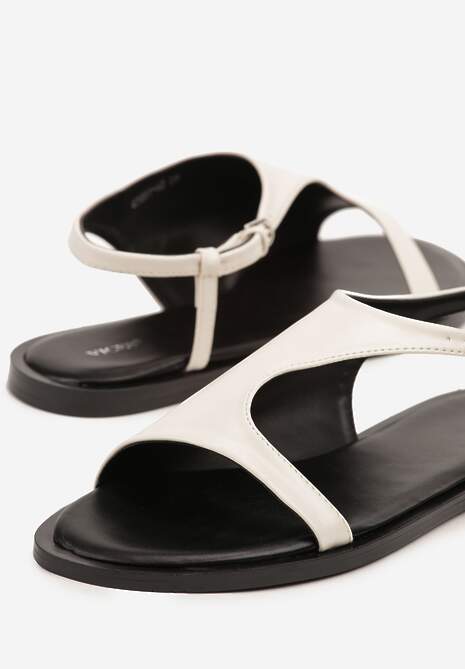 Beżowe Asymetryczne Sandały Vices ze Sprzączką Merilda