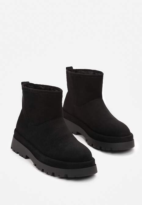 Czarne Botki Śniegowce na Platformie Nigvale
