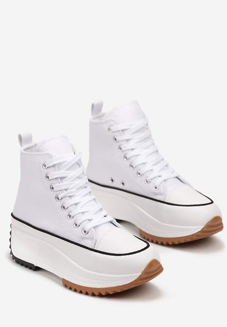 Białe Trampki za Kostkę na Wysokiej Platformie Julieyati