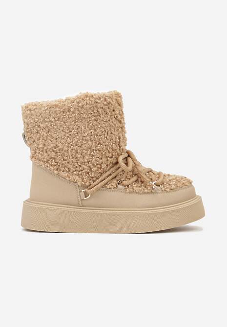 Ciemnobeżowe Śniegowce z Futerkiem Typu Teddy Allere