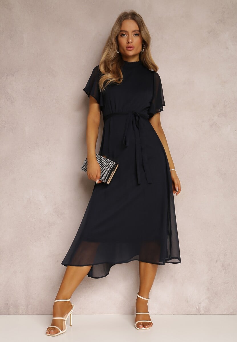 Bordowa Rozkloszowana Sukienka z Odkrytymi Plecami i Wiązaniem Syrissis