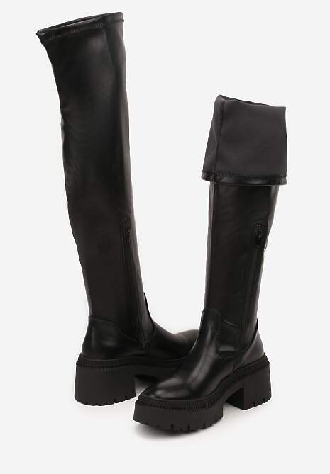 Czarne Kozaki Vices w Stylu Grunge z Wysoką Przylegającą Cholewką Gillie