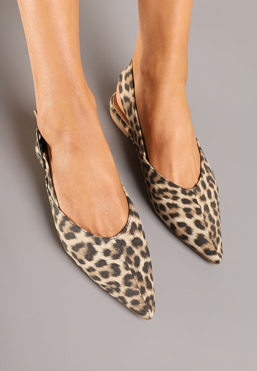 Panterkowe Sandały Typu Slingback Ozdobione Klamrą Banelias