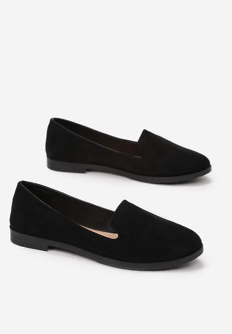 Czarne Balerinki Typu Loafersy Daphikaia