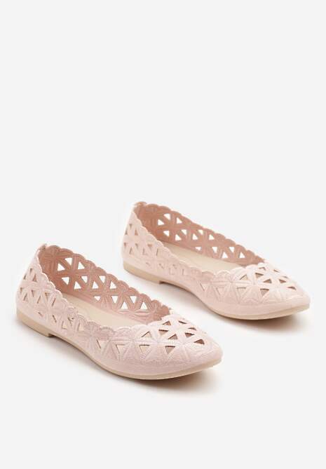 Różowe Balerinki Vices z Ażurowymi Wycięciami Naneria