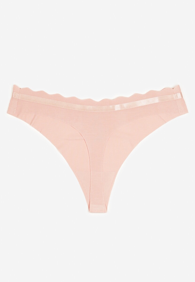 Różowe Prążkowane Majtki Stringi z Bawełny Tesivia