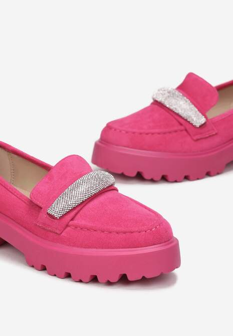 Fuksjowe Mokasyny z Paskiem z Cyrkonii i Grubej Podeszwie Degase