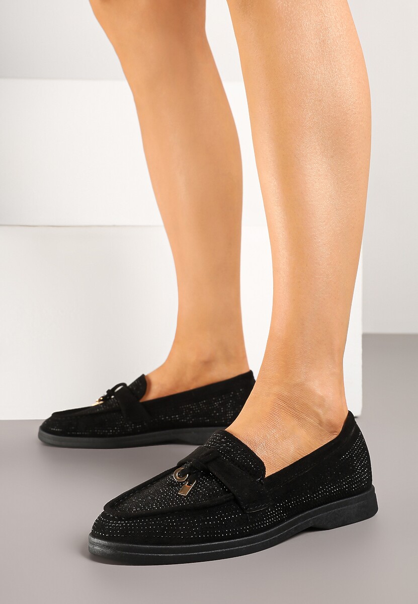 Białe Mokasyny z Cholewką z Cyrkoniami Zdobione Aplikacją Tenurea