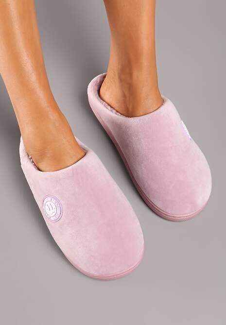 Różowe Kapcie na Płaskiej Podeszwie Ozdobione Futerkiem w Stylu Baranka Mairelle