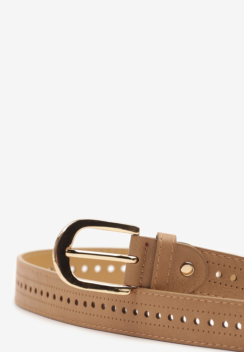 Beżowy Pasek Ozdobiony Zaokrągloną Klamrą Nairivian
