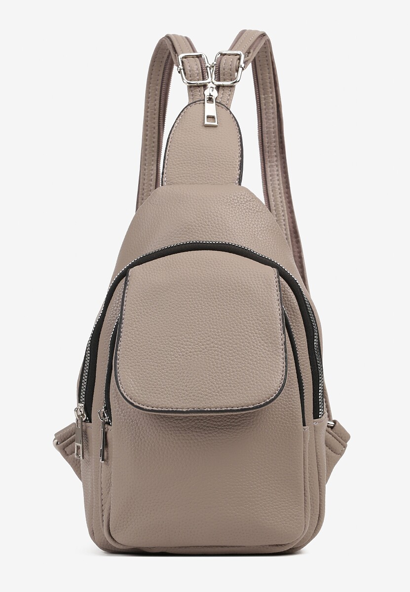 Szary Plecak z Dwoma Komorami Ozdobiony Klapą Nanovela