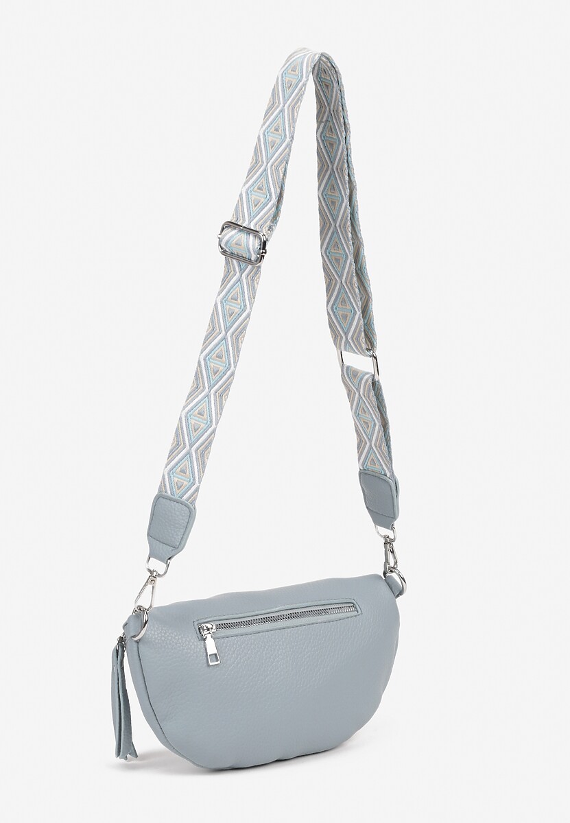 Jasnoniebieska Nerka z Materiałowym Paskiem w Mozaikowe Wzorki Delavinea