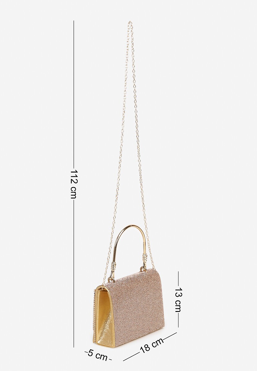 Szampańska Torebka Kopertówka Vices z Rączką Zdobiona Cyrkoniami Nemollia