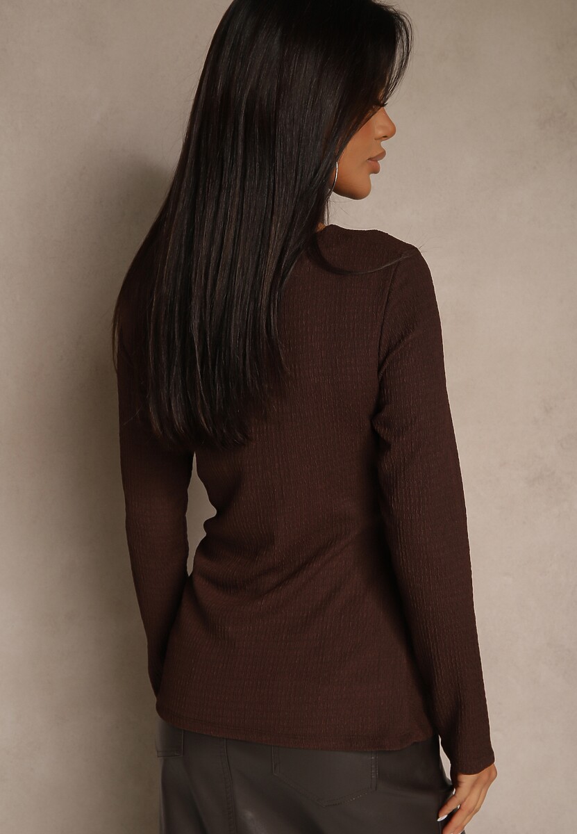 Brązowa Bluzka z Wiązaniem z Boku Esnaria