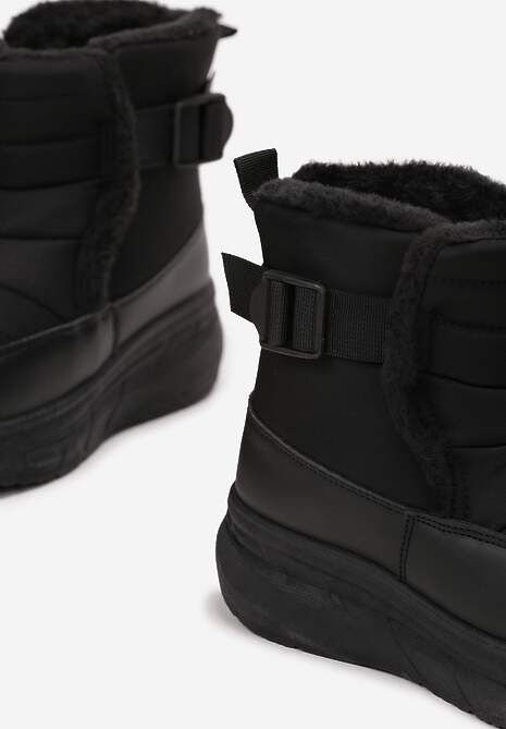 Czarne Śniegowce na Platformie Pikowane Giacinto