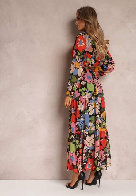 Czerwono-Czarna Sukienka Z Paskiem Alceusa