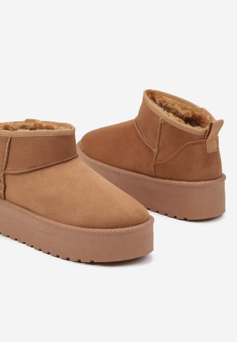 Brązowe Wsuwane Śniegowce na Gładkiej Platformie Merileeanne