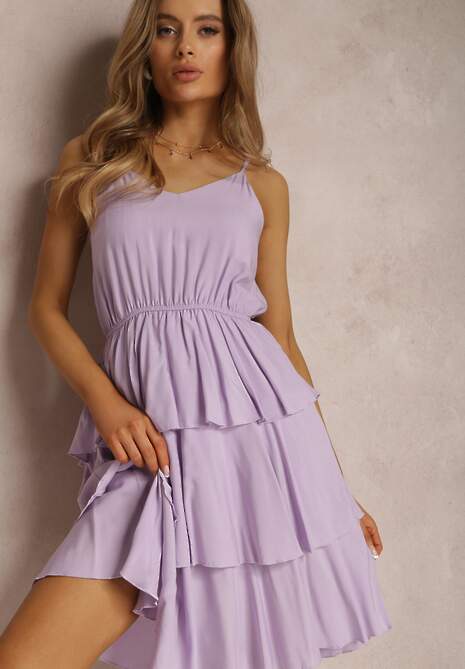 Fioletowa Sukienka z Wiskozy Astothee